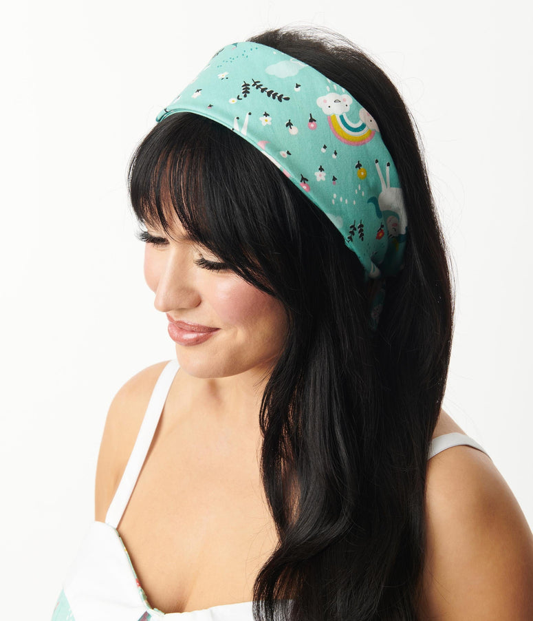 acwashingmachines Mint & Fairytale Print Hair Scarf