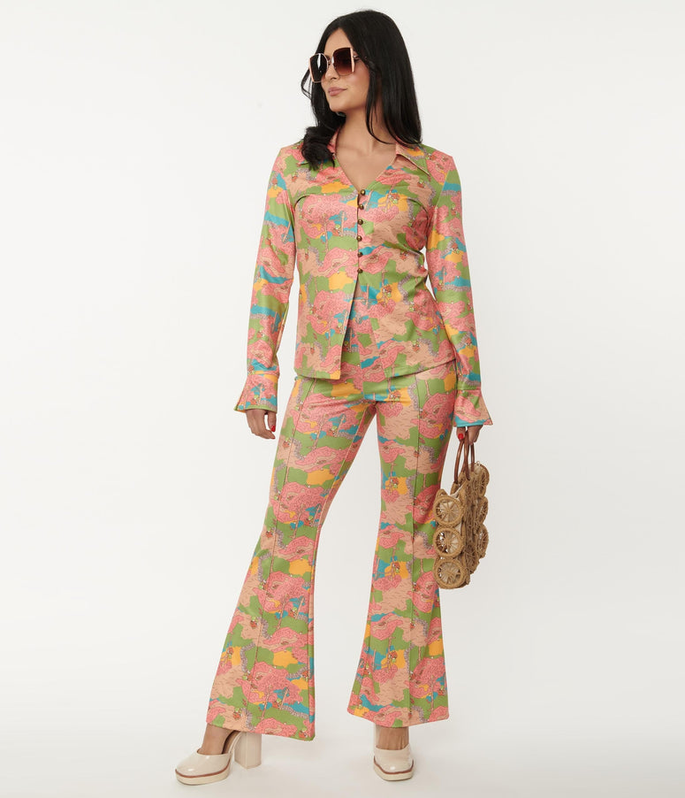 acwashingmachines Walk In The Park Print Flare Pants