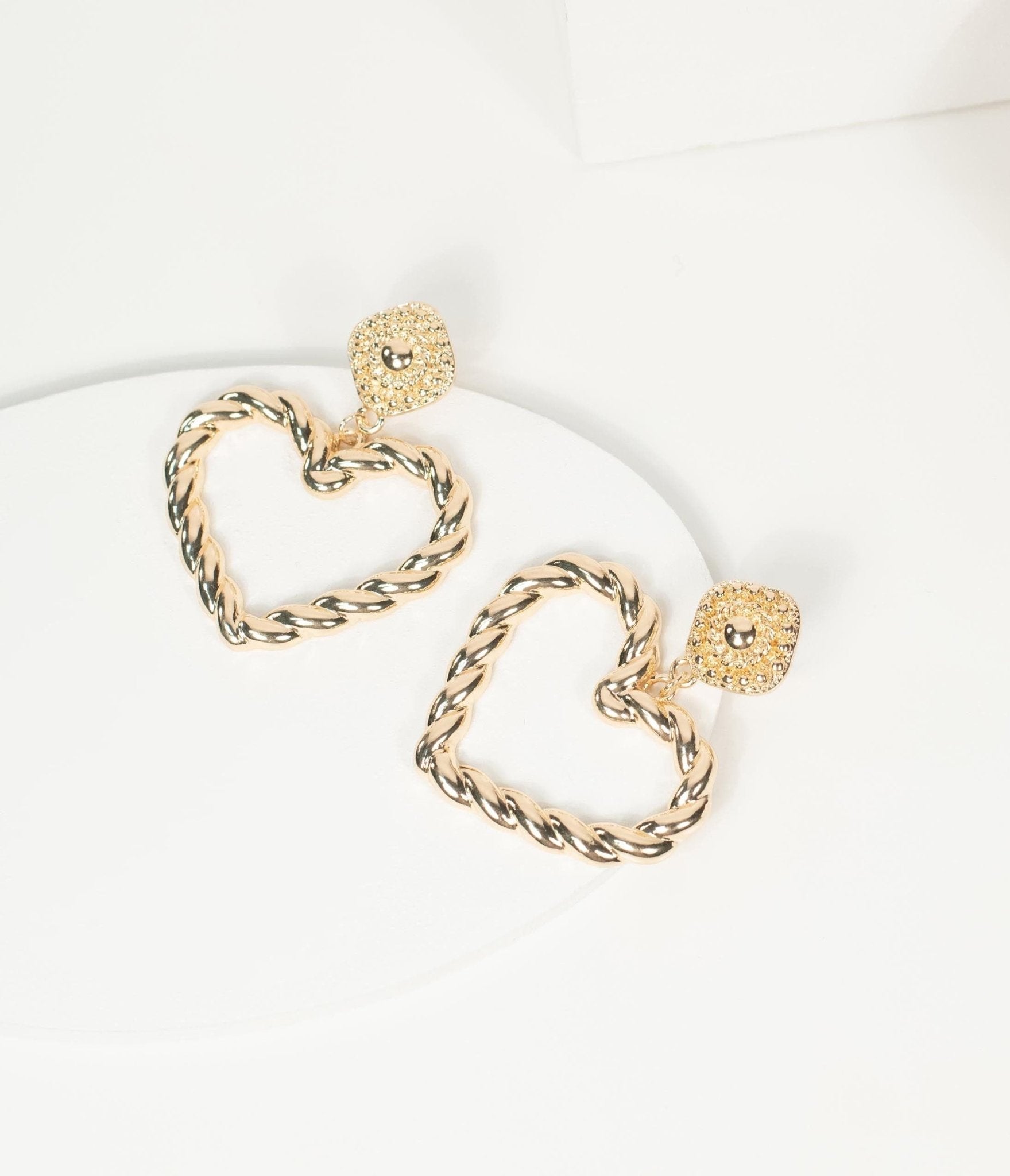 

18K Gold Plated Twist Heart Drop Earrings
