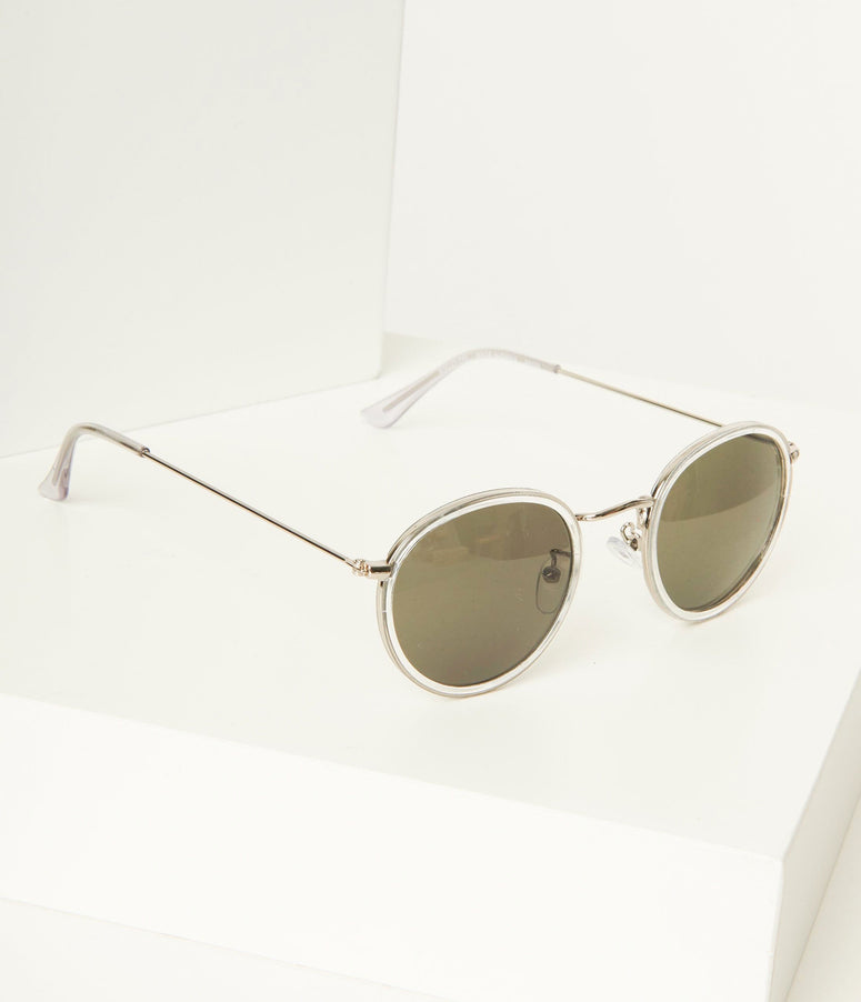1970s Silver Metal Round Sunglasses