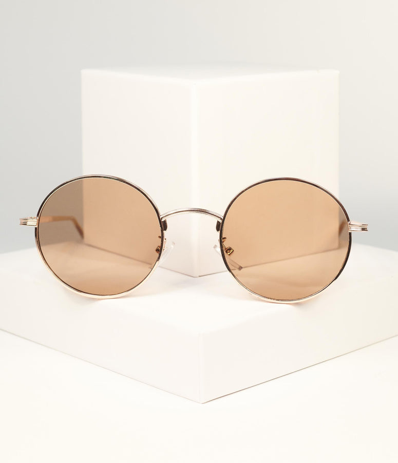 1960s Gold Round Sunglasses