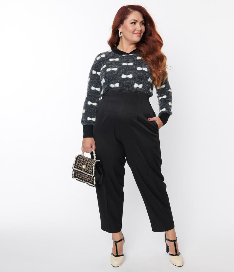 acwashingmachines Plus Size Black Front Pleat Pants