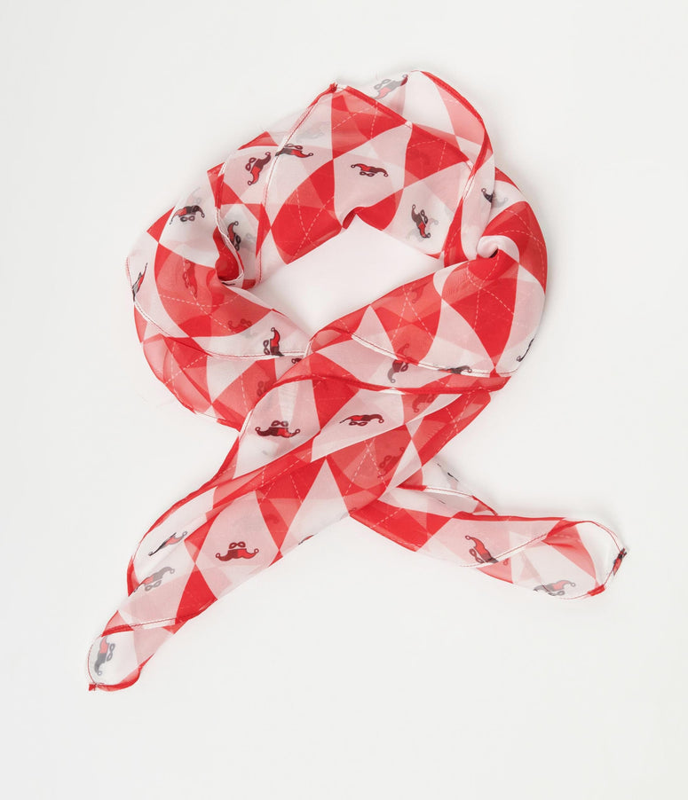 Harley Quinn x Smak Parlour Red & White Argyle Hair Scarf