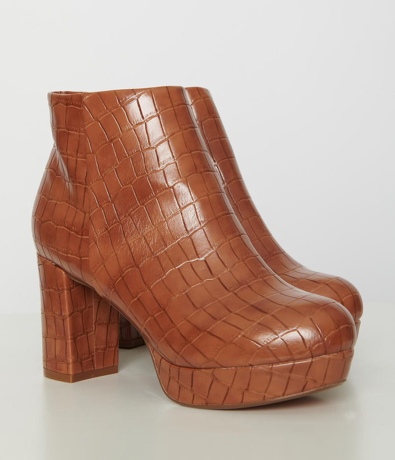 Chelsea Crew Rust Crocodile Disco Booties