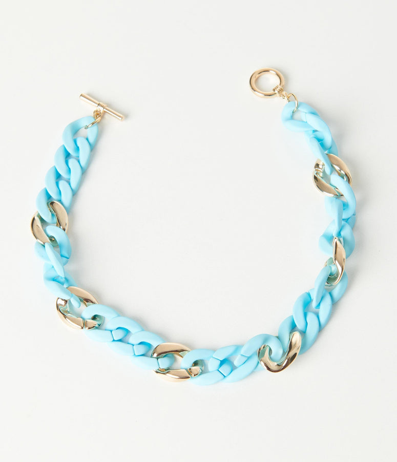 Blue & Gold Chain Necklace