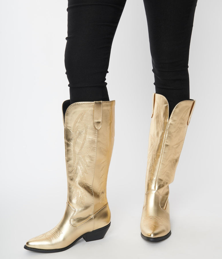 Gold Metallic Cowboy Boot