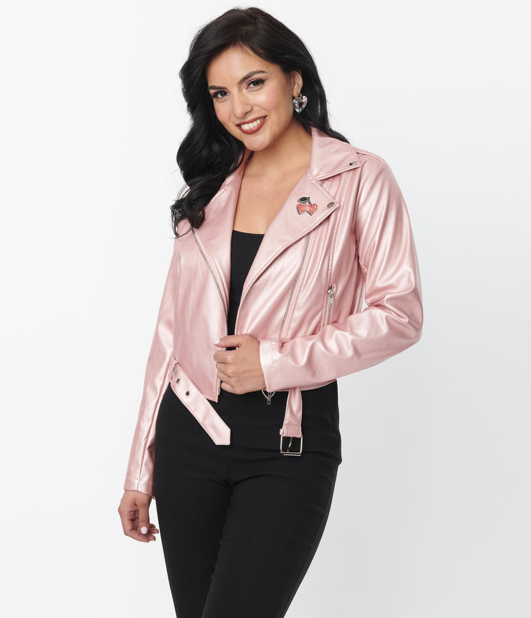 acwashingmachines Pink Shimmer Vegan Leather Jacket
