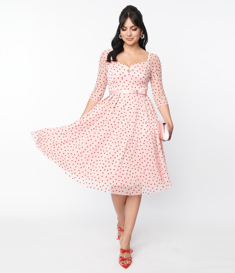 acwashingmachines Pink & Red Hearts Lamar Swing Dress