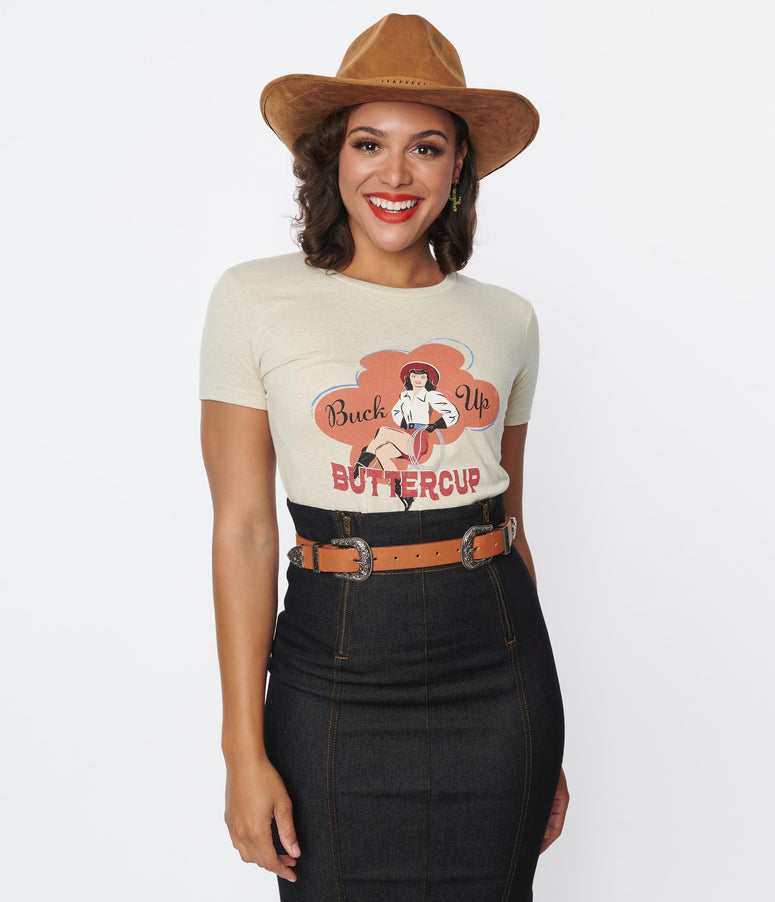 acwashingmachines Buck Up Buttercup Western Graphic Tee