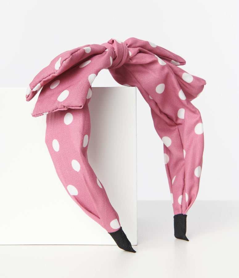 Pink Polka Dot Magdalen Headband