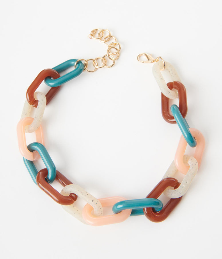 Multicolor Chain Link Chunky Necklace