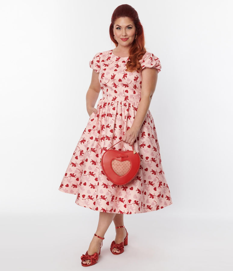 Collectif Plus Size Pink Demira Cupid Swing Dress