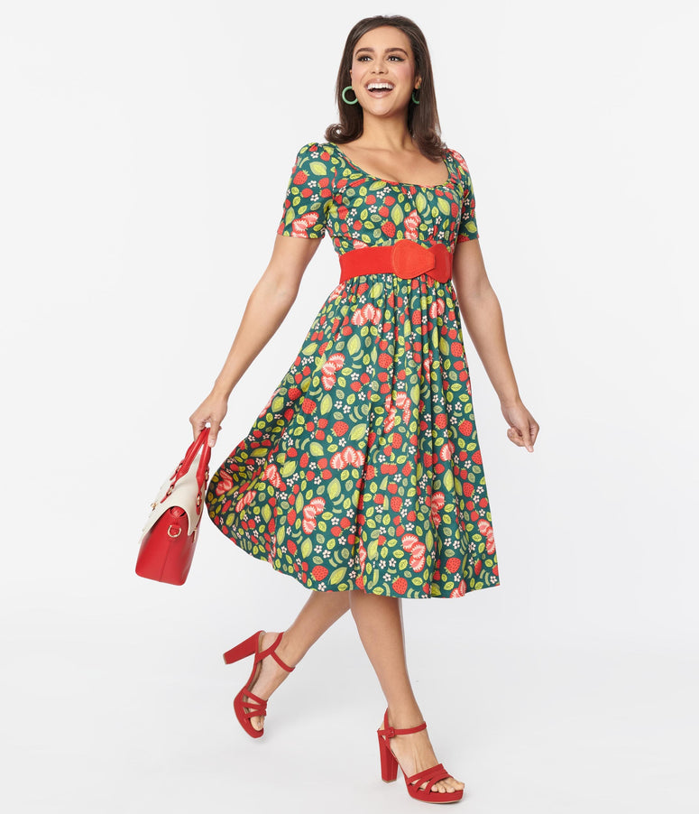 Collectif Strawberry Patch Giada Swing Dress