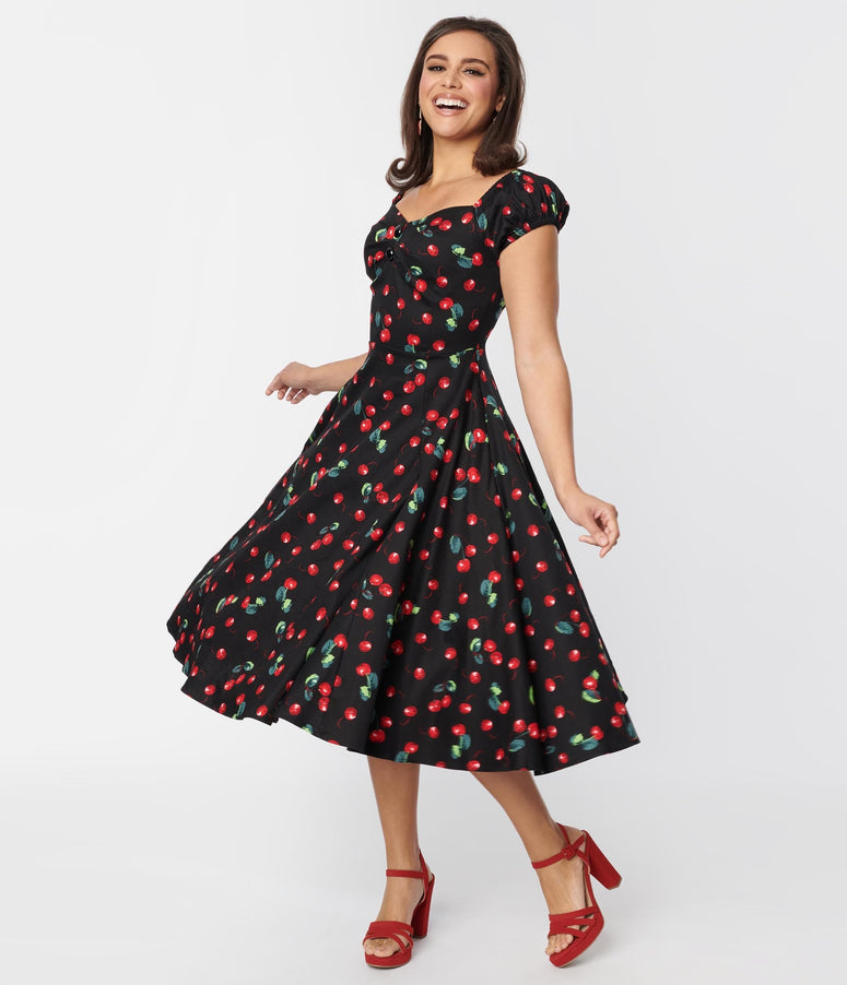 Collectif Black Cherry Dolores Swing Dress