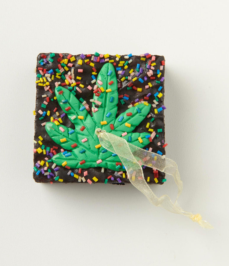 Rainbow Sprinkle Cannabis Brownie Ornament