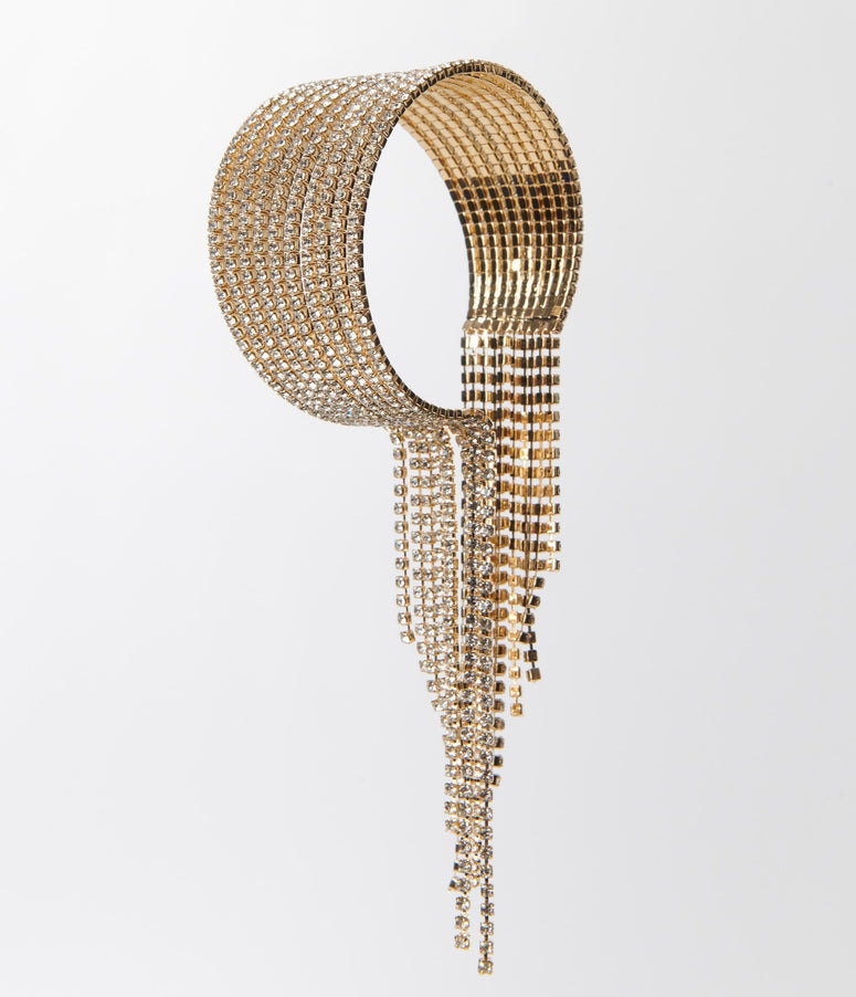 Gold Rhinestone Fringe Bracelet
