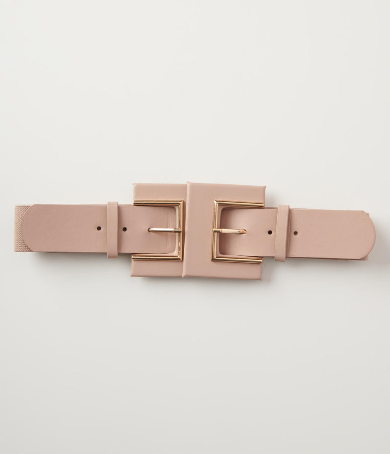 Pale Pink Square Double Buckle Belt