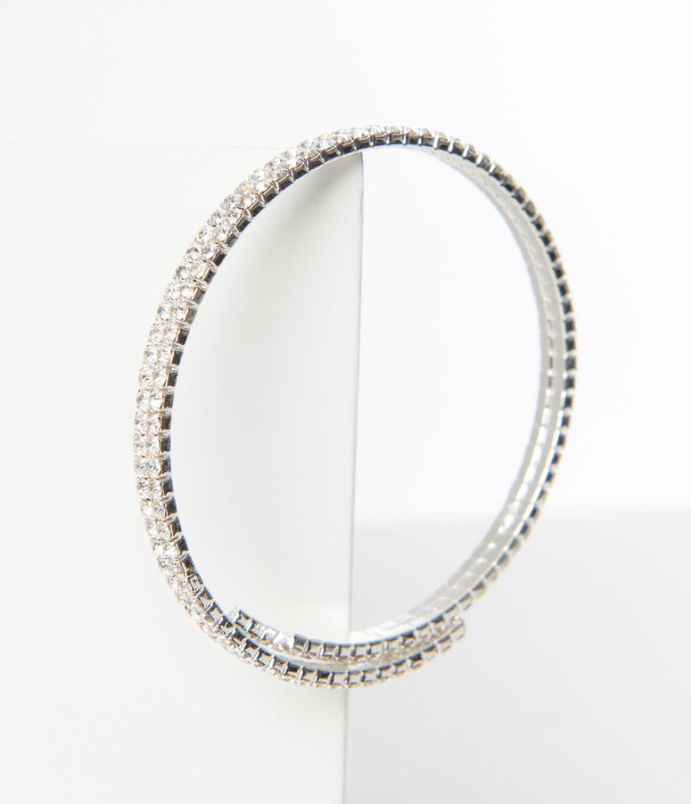 Silver Multi Rhinestone Bangle