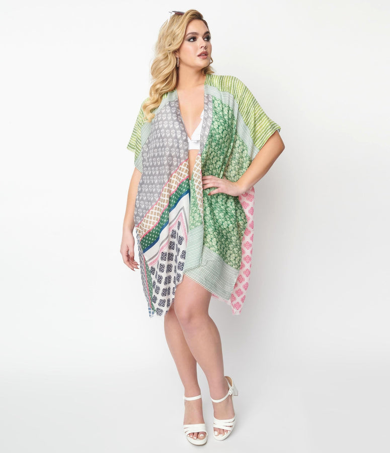 Green & White Swim Coverup