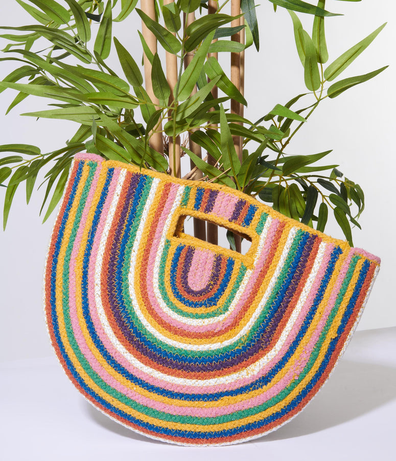Rainbow Striped Half Circle Handbag