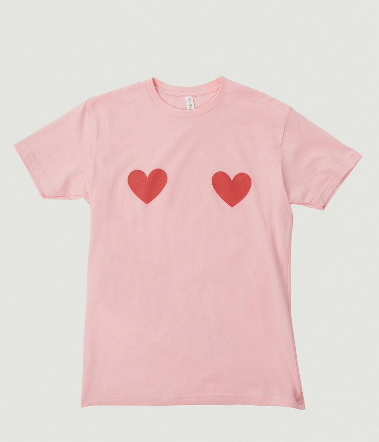 Pink Heart Boobs Graphic Tee