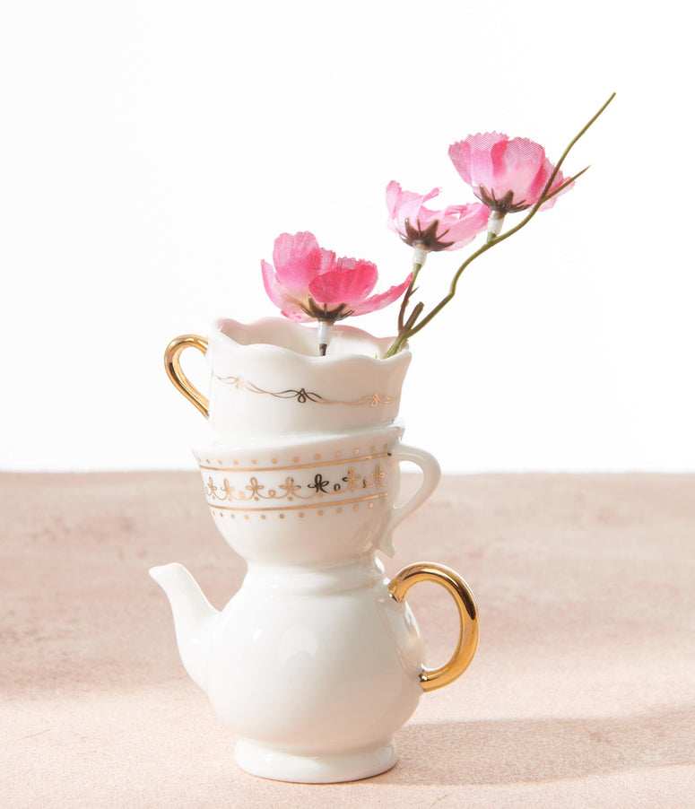 Tea Time Ceramic Vase