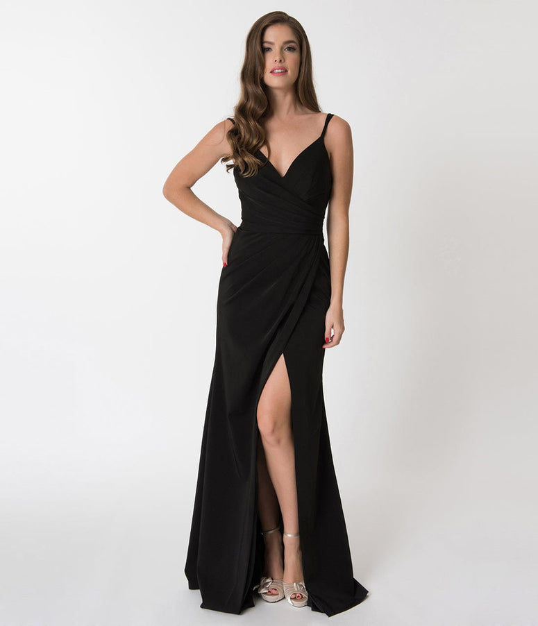 Black Sexy Pleated Long Dress