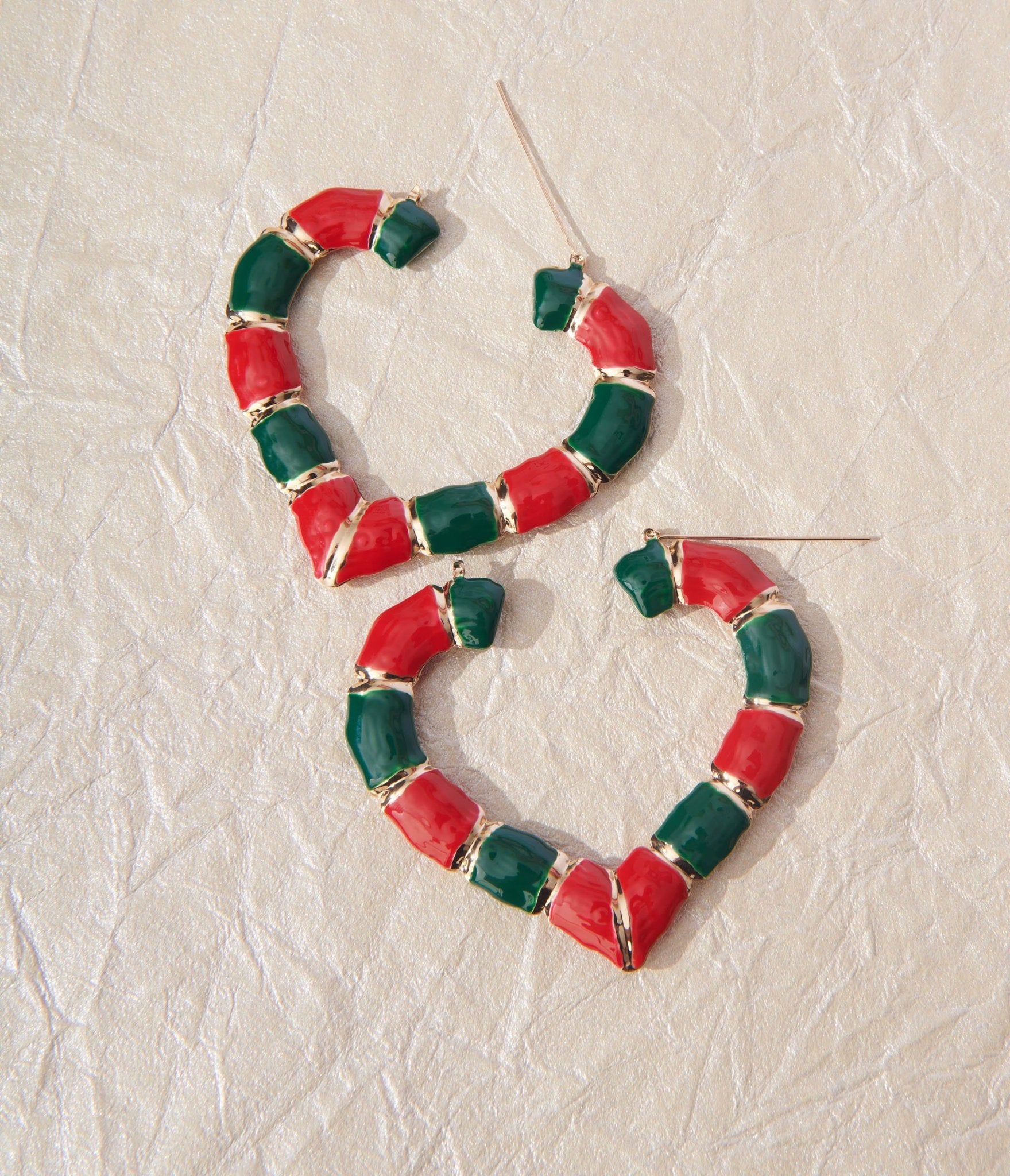 

Green & Red Heart Hoop Earrings