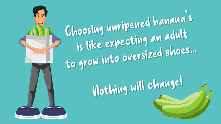 The instinct is to pick fruit and vegetables that aren't quite ripe yet. The idea behind this is is a logical one. It's a bit like buying children's shoes too big, so they'll have time to grow into them.