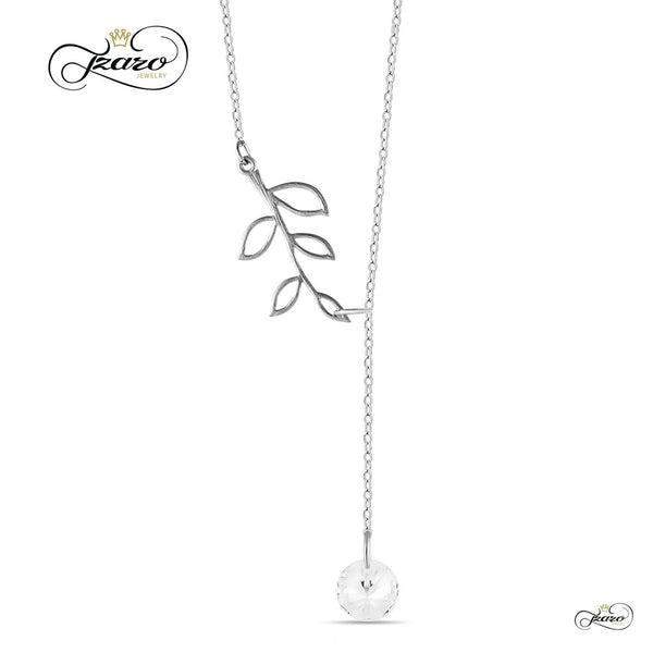 Tree Branch Lariat Necklace, 925 Sterling Silver, Silver Plated Twig Pendant