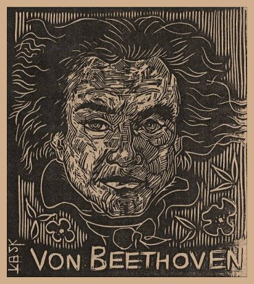 block screen print of Beethoven