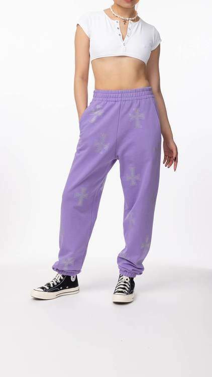 プレゼントを選ぼう！ PURPLE CROSS RHINESTONE JOGGER Mサイズ