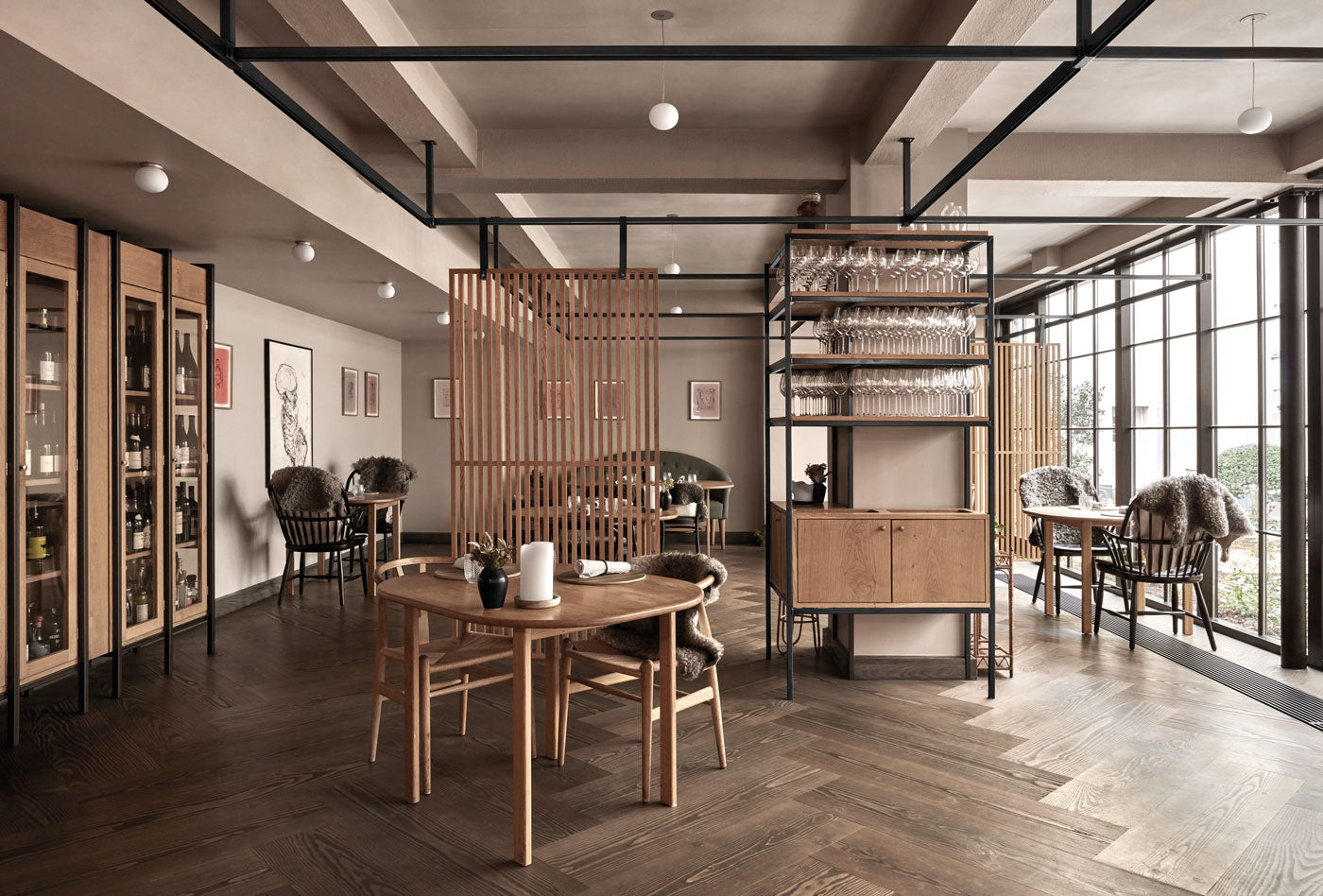 The interior of Kadeau restaurant. Furniture is mainly composed of wood. Design is very reduced and straight forward. (Photo: Michael Jepsen)