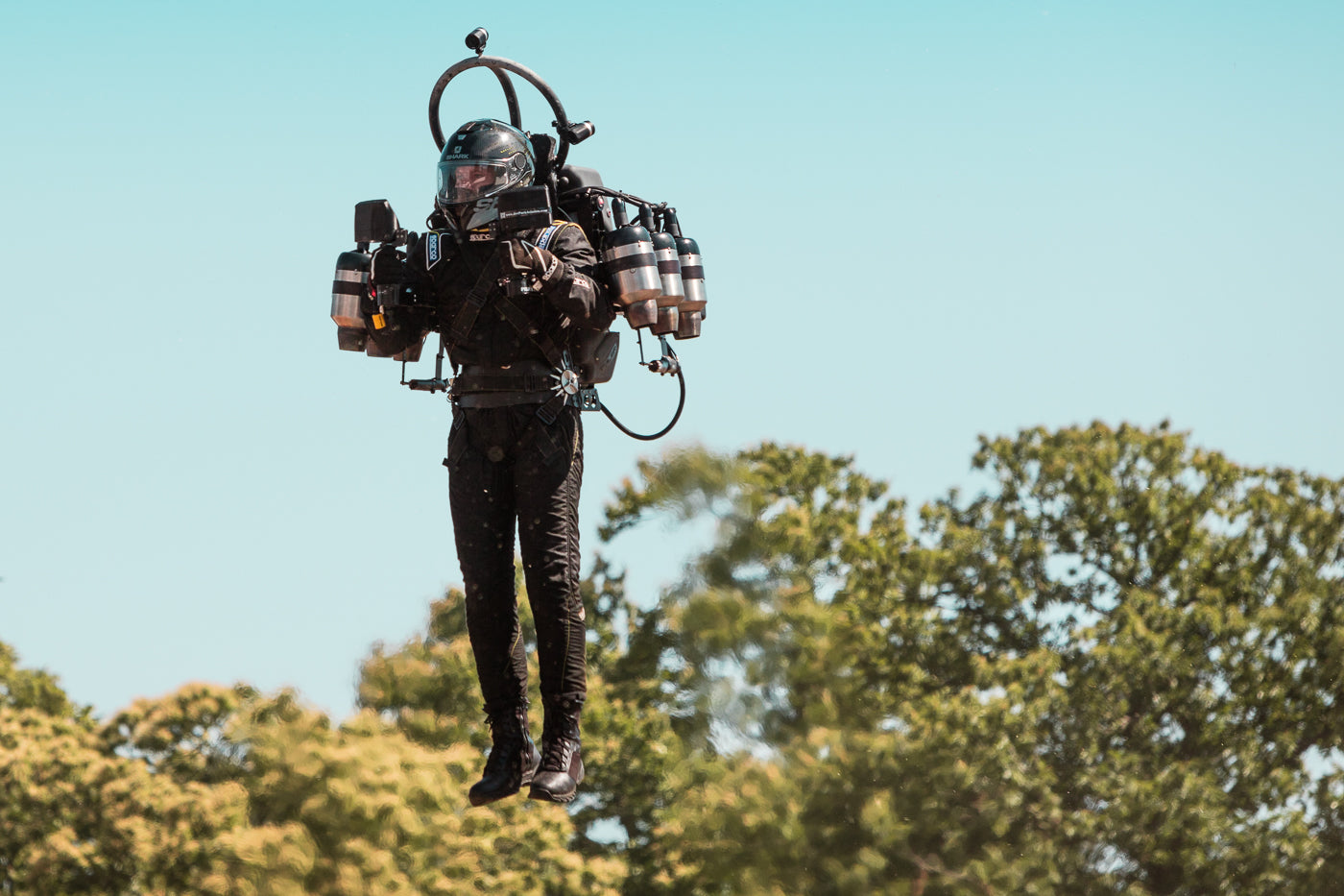 On every of the four days during the Goodwood Festival of Speed, a man with a jet pack flew over the race track. (Photo: Alex Lawrence – The White Wall 2018)