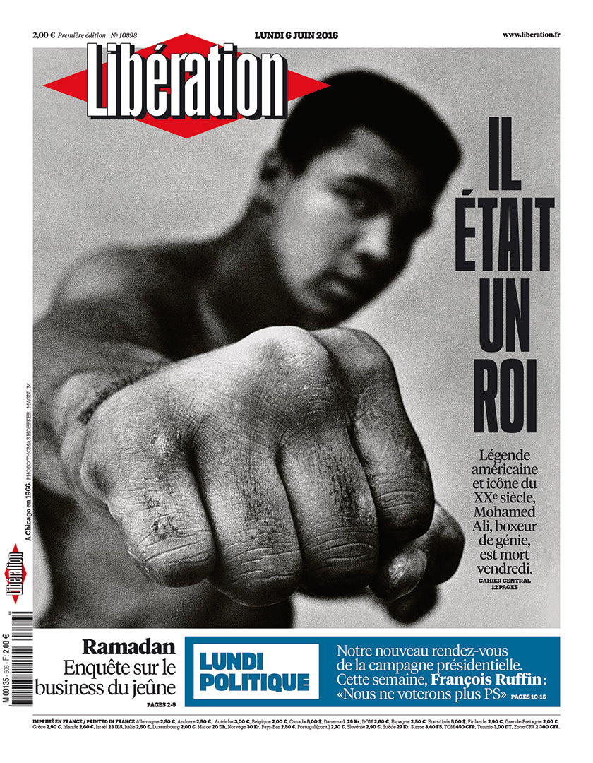 Muhammad Ali on the cover of French newspaper Libération on the occasion of his death in 2016. (Photo: Libération)