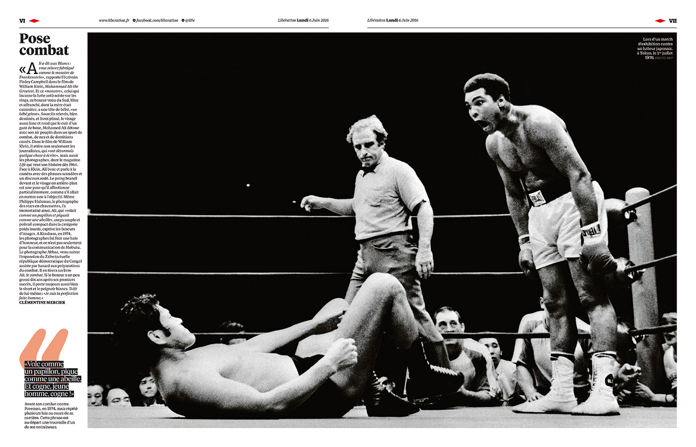 Muhammad Ali in the French newspaper Libération on the occasion of his death in 2016. (Photo: Libération)