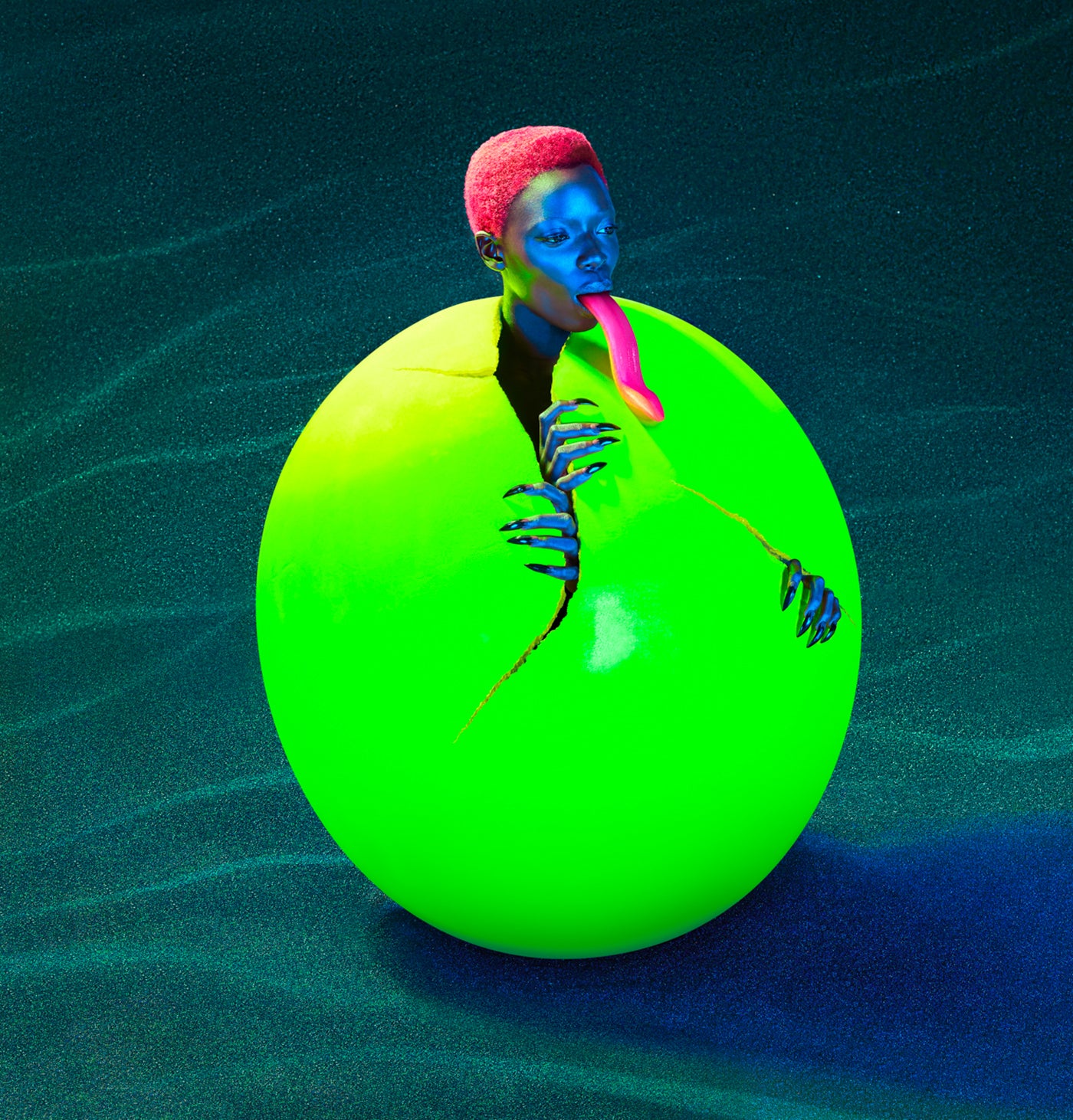 Model in a neon egg. From Venus beach from Pol Kurucz