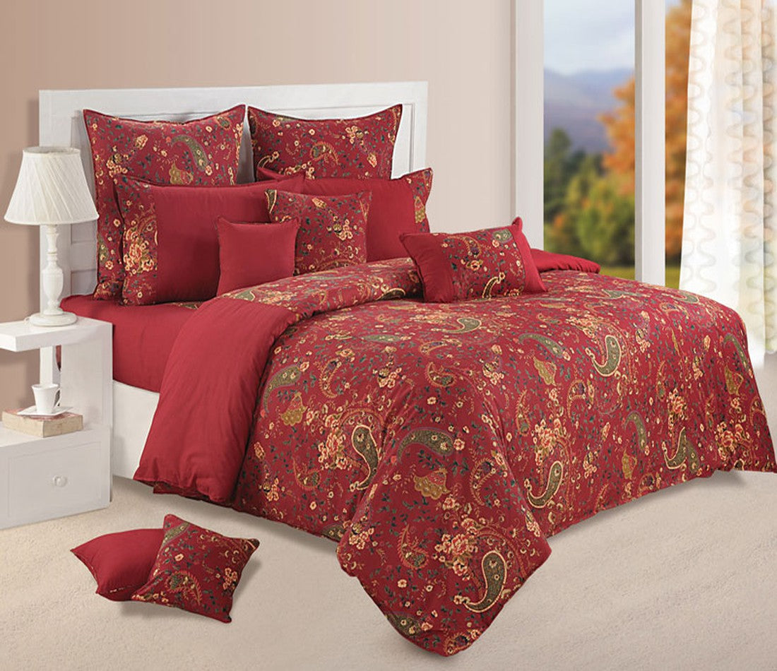 Swayam Maroon Shades Of Paradise Duvet Cover Set Olivetheory