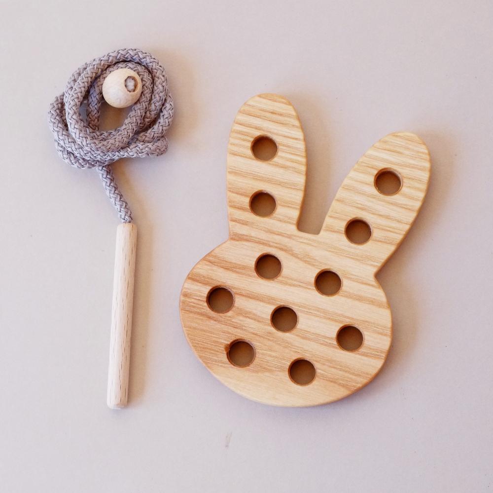 wooden lacing toy