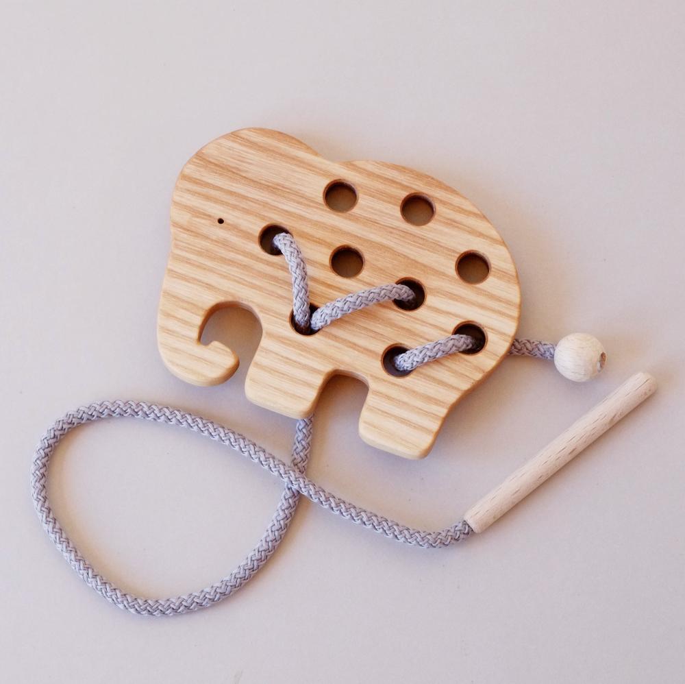 wooden lacing toy