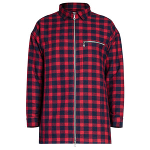 Zipup Longsleeve : Red/Navy Flannel