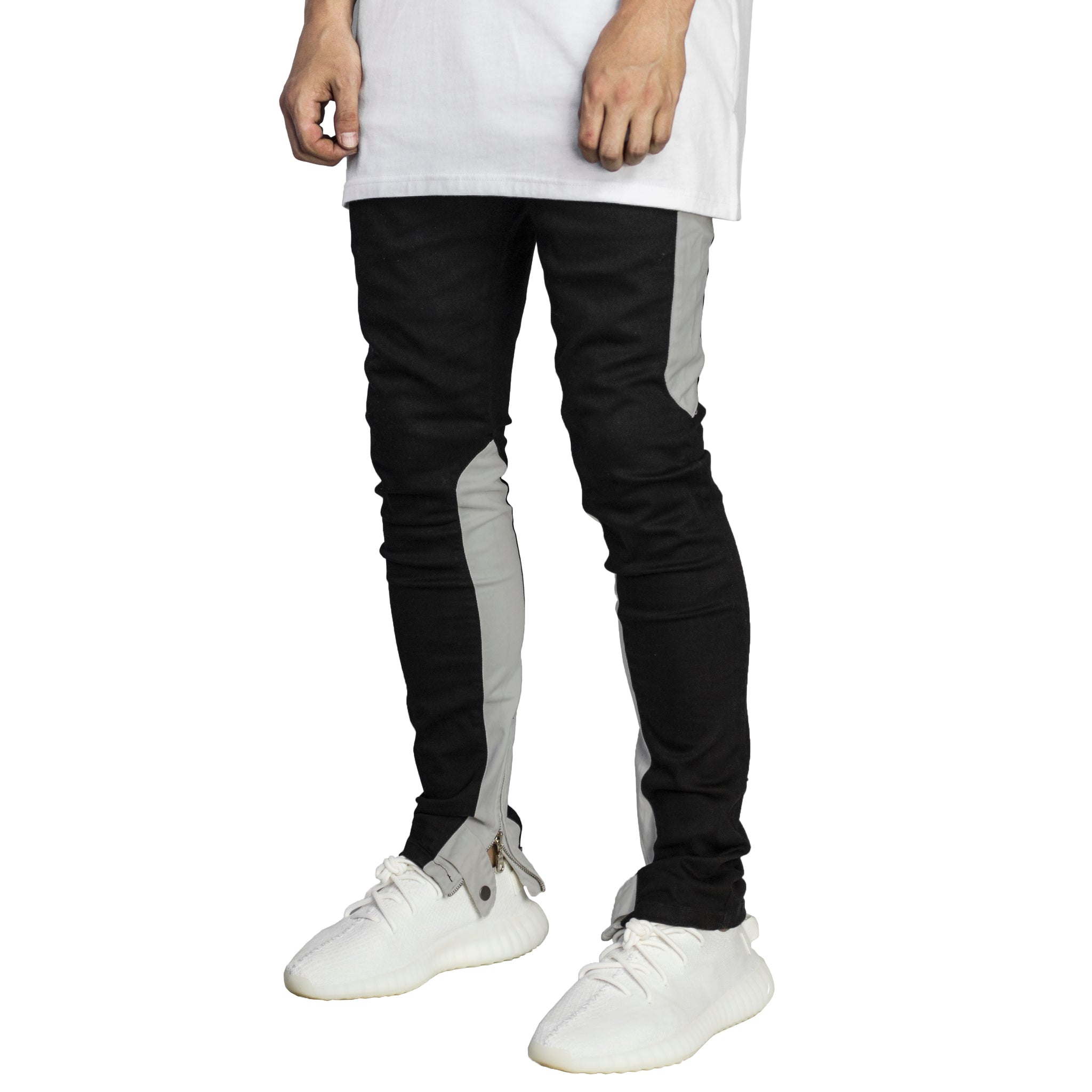 Spear Ankle Zip Jeans : Black/Light Grey