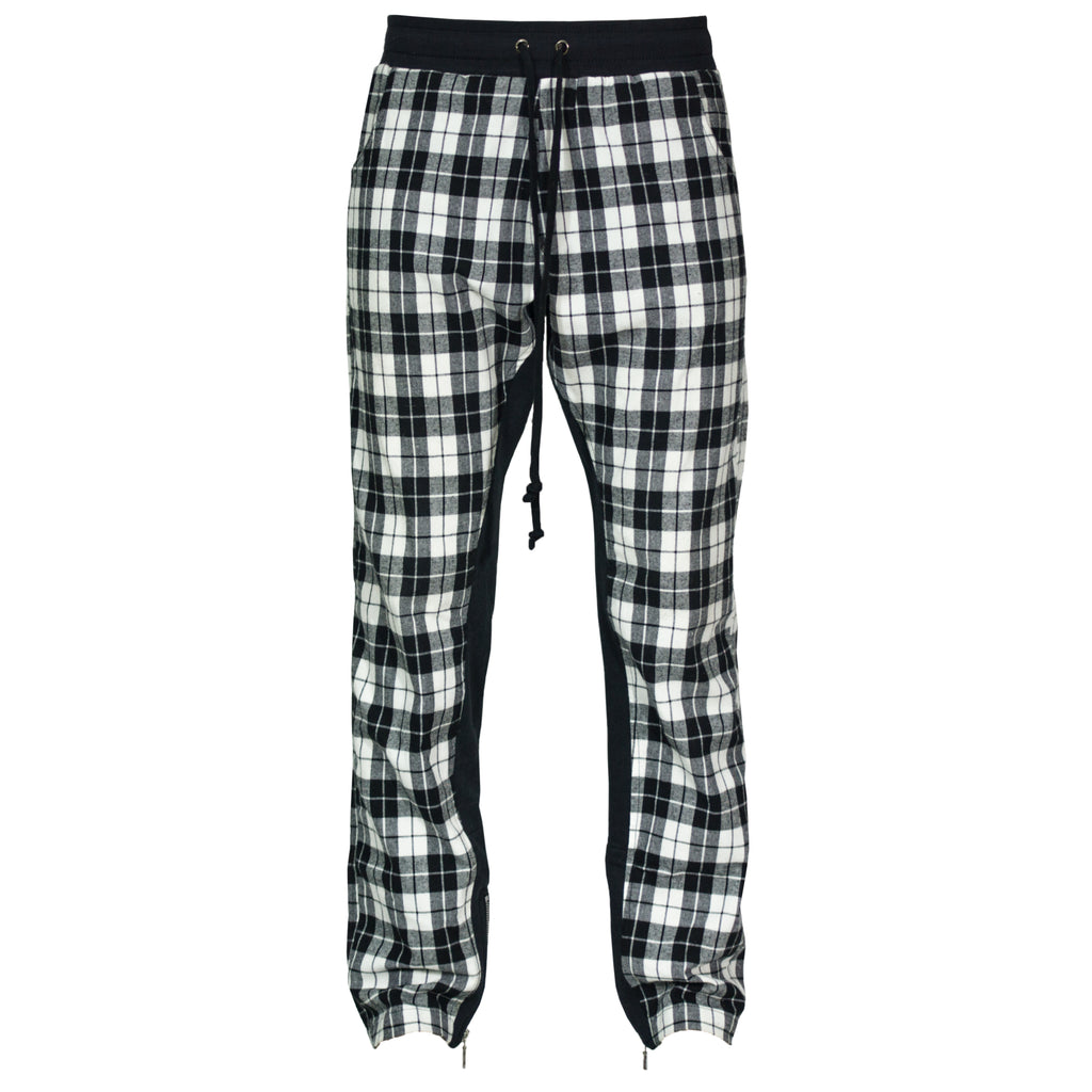 Plaid Zip Pants : White/Black