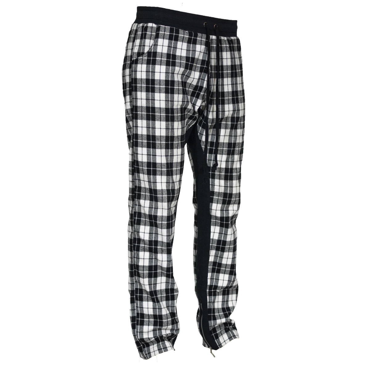 plaid white and black pants