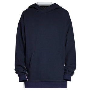 Seam Panel Hoody : Navy/White