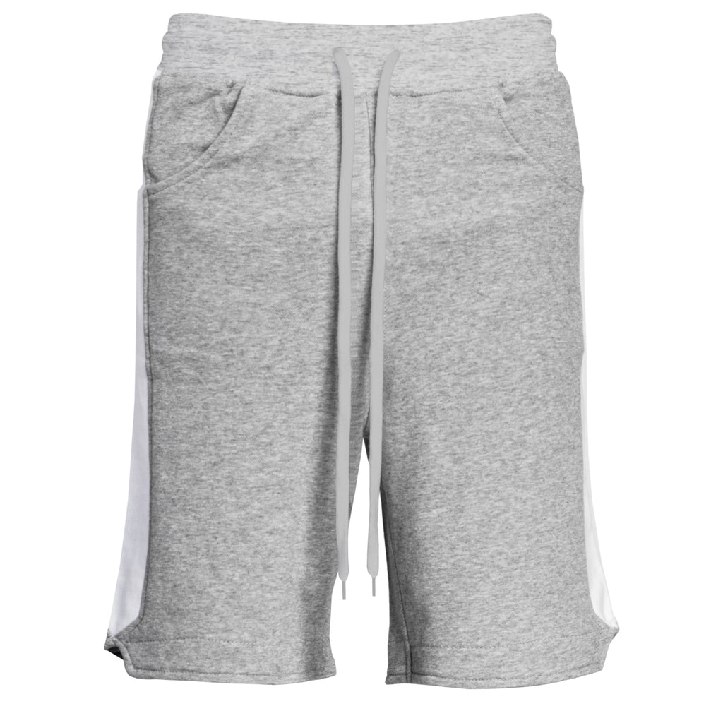 Track Shorts : Heather Grey/White