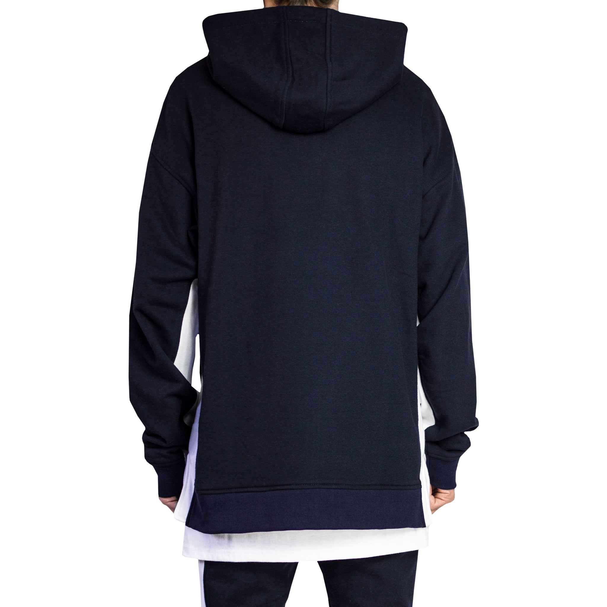 Seam Panel Hoody : Navy/White