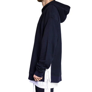 Seam Panel Hoody : Navy/White