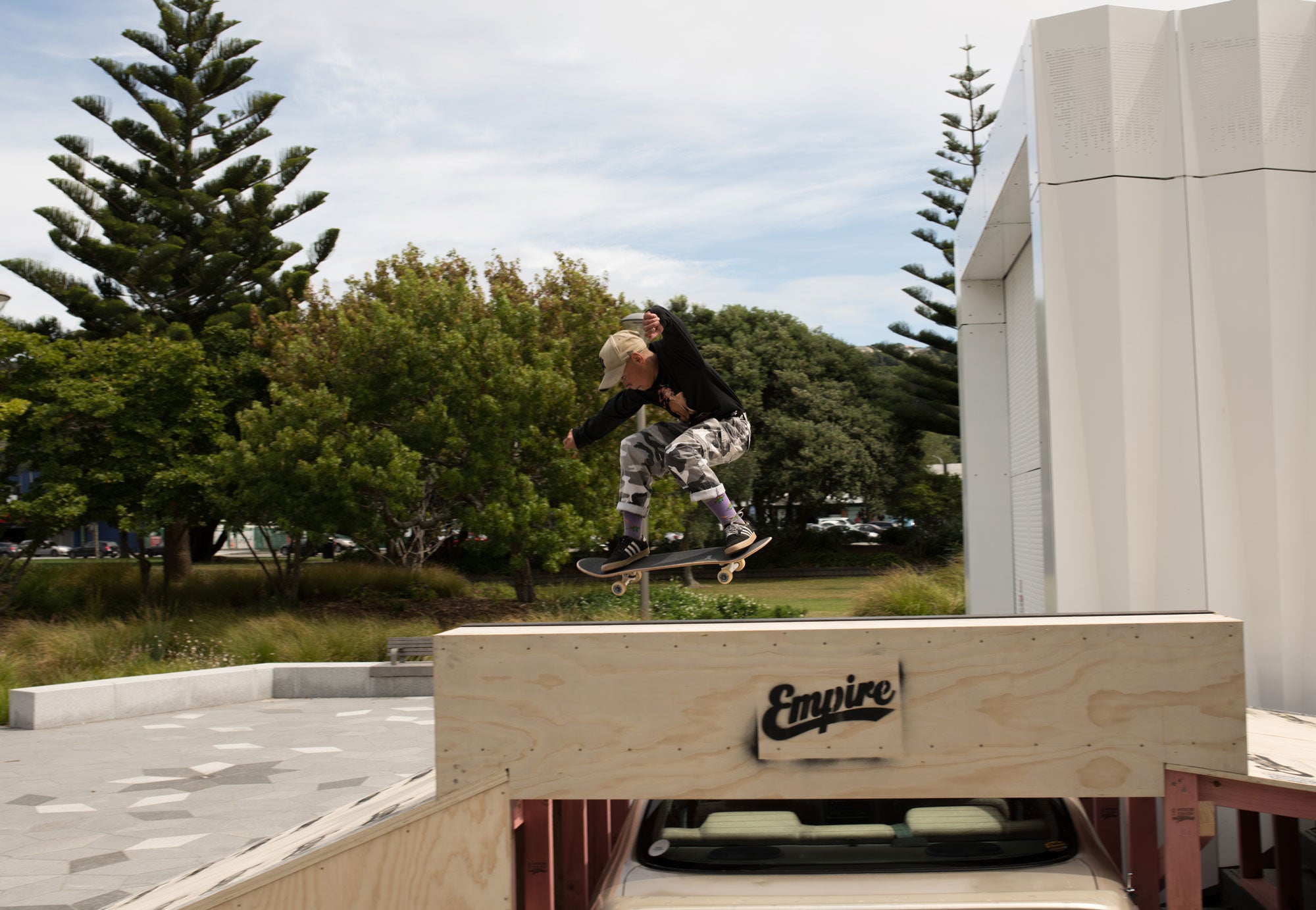 skateboarder on empire ramp