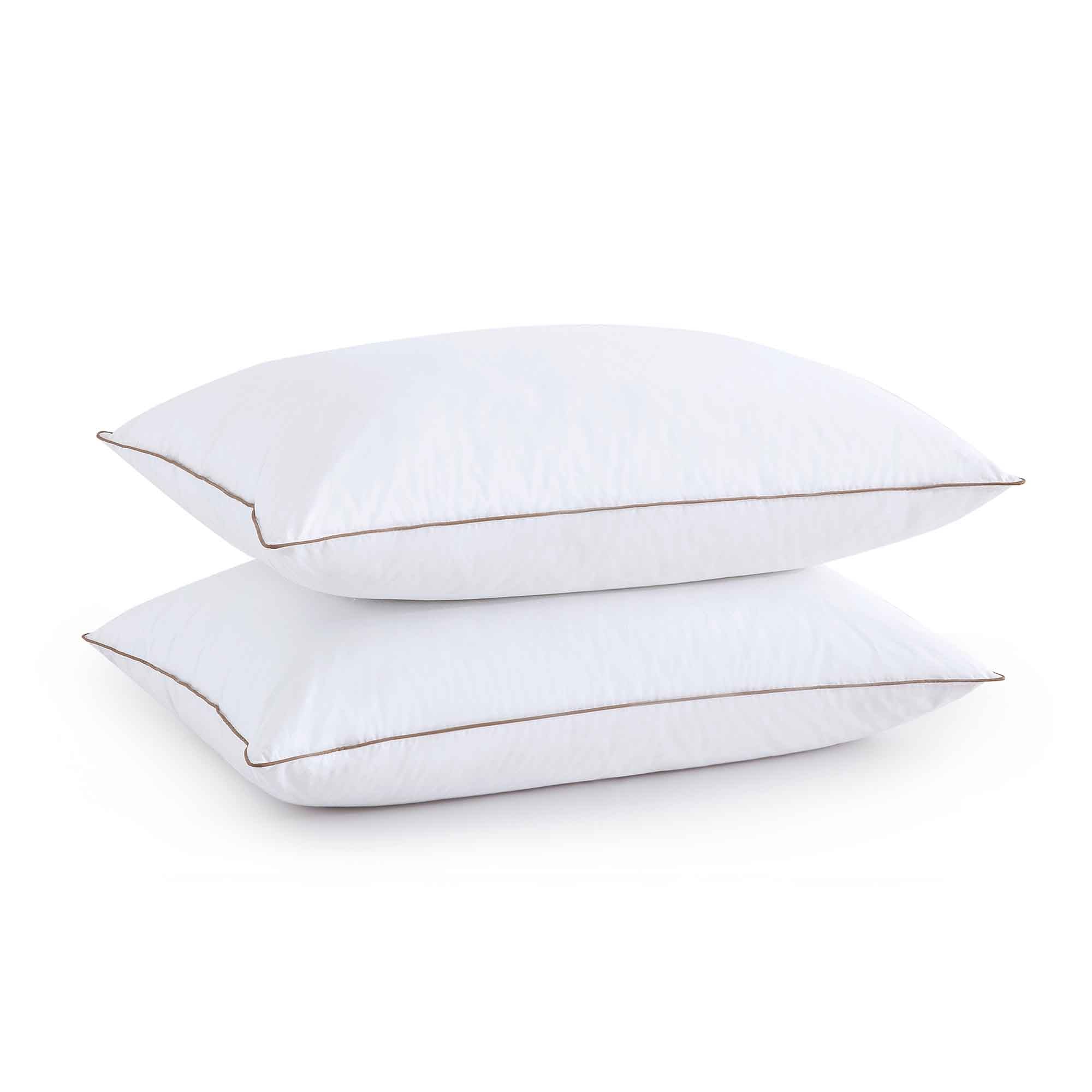 Set of 2 White Puredown® Down Feather Bed Pillow with 100% Cotton Shell 